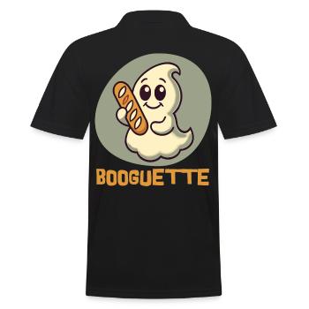Ghost with Booguette for Baguette Fans - Men's Polo Shirt - black - Back - Kai (181cm)