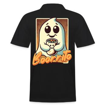 Cute Ghost Boorrito Hugs Burrito - Men's Polo Shirt - black - Back - Kai (181cm)