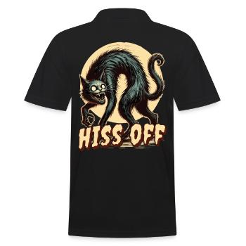 Gruselige Katzenkunst Hiss Off - Männer Poloshirt - Schwarz - Hinten - Kai (181cm)
