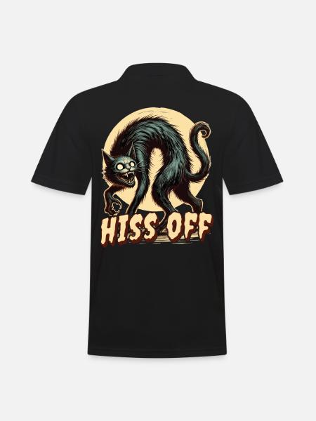 Creepy Cat Art Hiss Off - Men's Polo Shirt - black