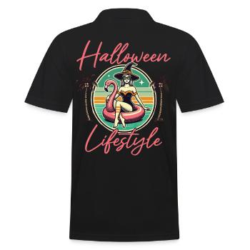 Halloween Mode de vie Plage Sorcière Flamant rose - Polo Homme - noir - Dos - Kai (181cm)