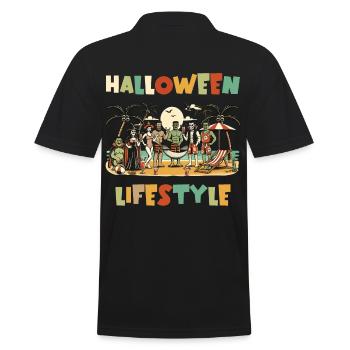 Halloween Lifestyle Beach Party Fun - Men's Polo Shirt - black - Back - Kai (181cm)