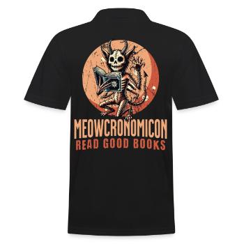Meowcronomicon Lies Gute Bücher - Männer Poloshirt - Schwarz - Hinten - Kai (181cm)