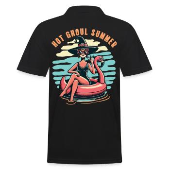Hot Ghoul Summer Hexe Auf Flamingo - Männer Poloshirt - Schwarz - Hinten - Kai (181cm)