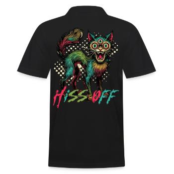 Psychedelische Katze Hiss Off Design - Männer Poloshirt - Schwarz - Hinten - Kai (181cm)