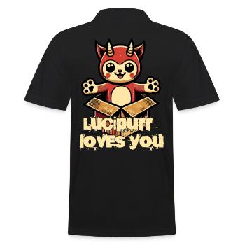 Luci Puff Liebt Dich Dämonisches Plüschtier - Männer Poloshirt - Schwarz - Hinten - Kai (181cm)