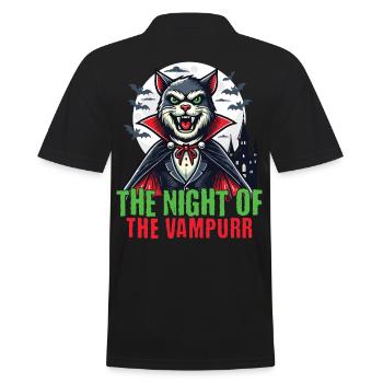 Vampire Cat Night of the Vampurr - Men's Polo Shirt - black - Back - Kai (181cm)