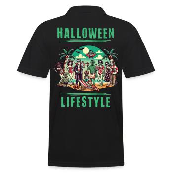 Halloween Lifestyle Strandparty Spaß - Männer Poloshirt - Schwarz - Hinten - Kai (181cm)