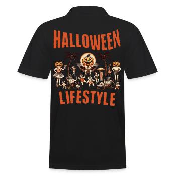 Halloween Lifestyle Strandspaß im Retro Stil - Männer Poloshirt - Schwarz - Hinten - Kai (181cm)