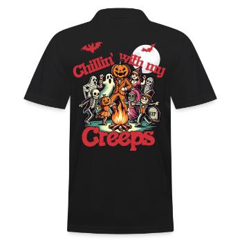 Halloween Fun with Chillin' Creeps - Men's Polo Shirt - black - Back - Kai (181cm)