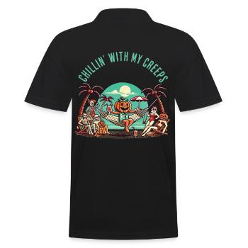 Chillin' With My Creeps Pumpkin - Men's Polo Shirt - black - Back - Kai (181cm)