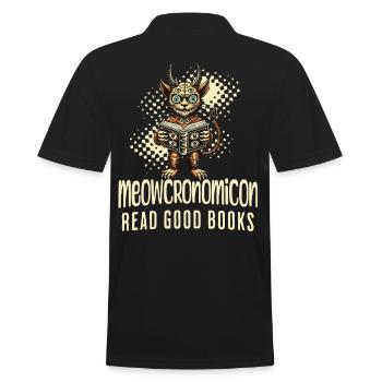 Meowcrononomicon Lies Gute Bücher Katze - Männer Poloshirt - Schwarz - Hinten - Kai (181cm)