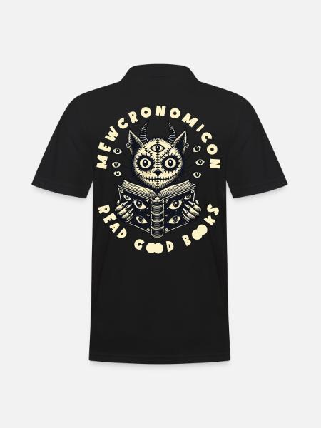 Mewcronomicon read a good book - Men's Polo Shirt - black