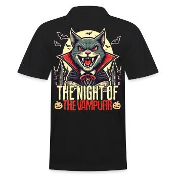 Vampire Cat Night of the Vampurr - Men's Polo Shirt - black - Back - Kai (181cm)