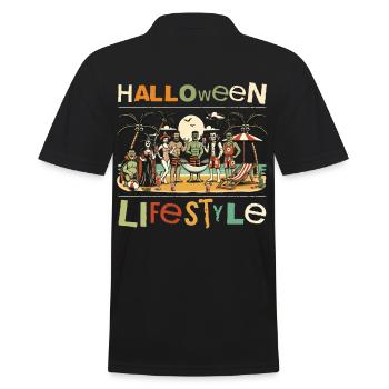 Halloween Lifestyle Beach Fun - Men's Polo Shirt - black - Back - Kai (181cm)