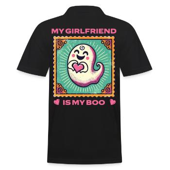 Meine Freundin Ist Mein Boo Geist - Männer Poloshirt - Schwarz - Hinten - Kai (181cm)