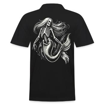 Skelett Meerjungfrau Mystischer Ozean Kunst - Männer Poloshirt - Schwarz - Hinten - Kai (181cm)