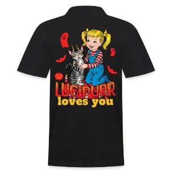 Lucipurr Loves You Sweet Halloween - Men's Polo Shirt - black - Back - Kai (181cm)
