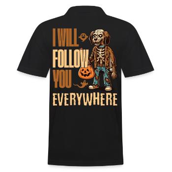 Halloween Gruseliger Hund Begleiter - Männer Poloshirt - Schwarz - Hinten - Kai (181cm)