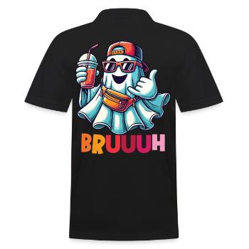 Ghost with Broth Attitude for Cool Ghosts - Men's Polo Shirt - black - Back - Kai (181cm)