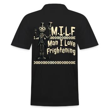Gruseliges Kürbis Halloween Spaß - Männer Poloshirt - Schwarz - Hinten - Kai (181cm)