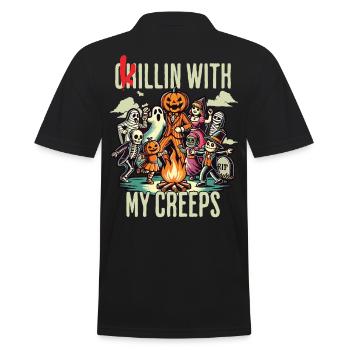 funny chillin with my creeps halloween fun - Men's Polo Shirt - black - Back - Kai (181cm)
