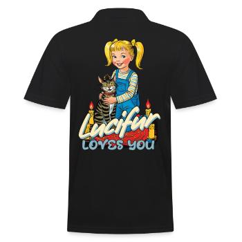 Lucifur Loves You Cat Humor - Men's Polo Shirt - black - Back - Kai (181cm)