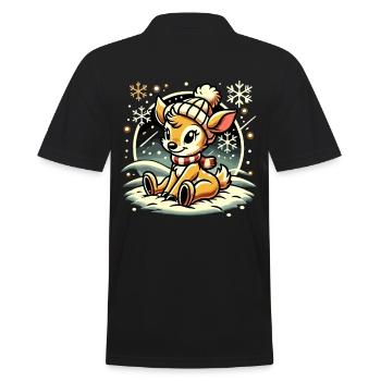 Winterliches Rentier Weihnachten Motiv - Männer Poloshirt - Schwarz - Hinten - Kai (181cm)