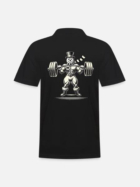Strong snowman with weightlifting - Men's Polo Shirt - black