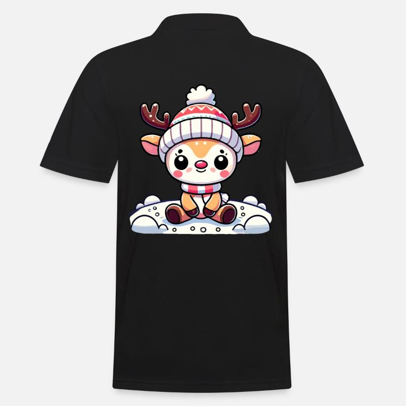 Noël mignon renne - Polo Homme - noir