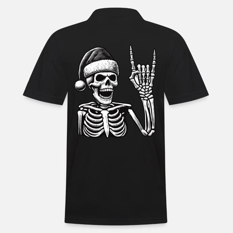 Skeleton With Santa Hat Rocks - Men's Polo Shirt - black
