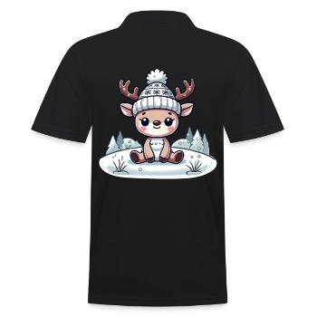 Mignon renne dans la neige Noël - Polo Homme - noir - Dos - Kai (181cm)