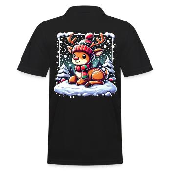 Mignon Renne Noël Hiver Neige - Polo Homme - noir - Dos - Kai (181cm)