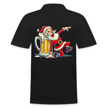 Fröhlicher Weihnachtsmann Mit Bierkrug - Männer Poloshirt - Schwarz - Hinten - Kai (181cm)