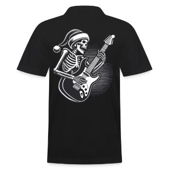 Skeleton Christmas Rock Guitarist - Men's Polo Shirt - black - Back - Kai (181cm)