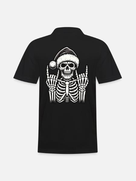 Christmas Skull Rock Music - Men's Polo Shirt - black