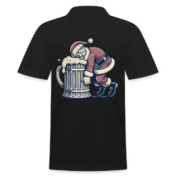 Père Noël ivre avec chope de bière - Polo Homme - noir - Dos - Kai (181cm)