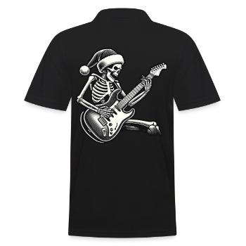 Guitare squelette rock avec chapeau de père Noël - Polo Homme - noir - Dos - Kai (181cm)