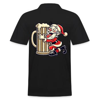 Santa Claus hugging giant beer glass - Men's Polo Shirt - black - Back - Kai (181cm)