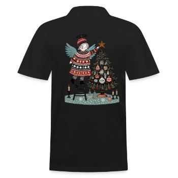 Skandinavischer Weihnachtsengel Mit Weihnachtsbaum - Männer Poloshirt - Schwarz - Hinten - Kai (181cm)