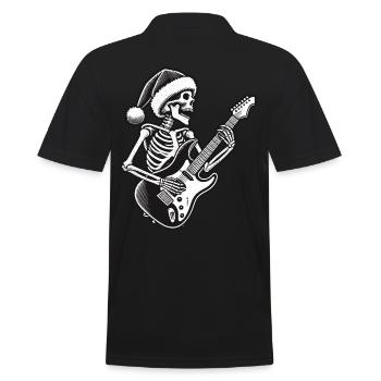 Rocking Christmas Skeleton Guitarist - Men's Polo Shirt - black - Back - Kai (181cm)