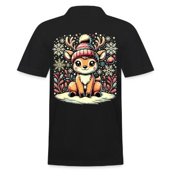 Renne de Noël vintage mignon mignon faon - Polo Homme - noir - Dos - Kai (181cm)