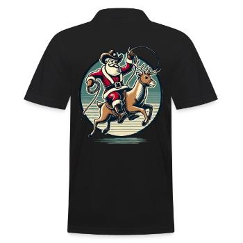 Balade de rodéo du Père Noël cow-boy avec renne - Polo Homme - noir - Dos - Kai (181cm)