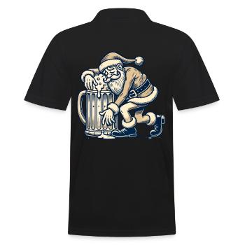 Drunk Santa Claus with beer mug - Men's Polo Shirt - black - Back - Kai (181cm)