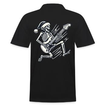 Squelette avec chapeau de Père Noël Rocks Guitare - Polo Homme - noir - Dos - Kai (181cm)