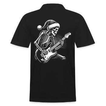 Christmas Rock N Roll Skeleton Guitarist - Men's Polo Shirt - black - Back - Kai (181cm)