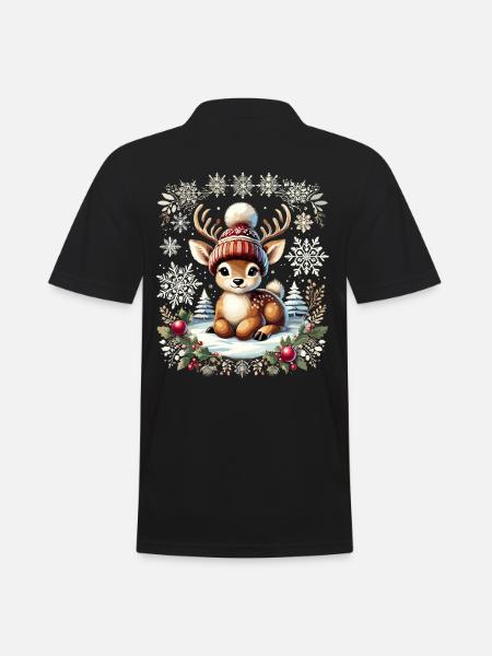Bezauberndes Vintage Design Weihnachten Rentier - Männer Poloshirt - Schwarz