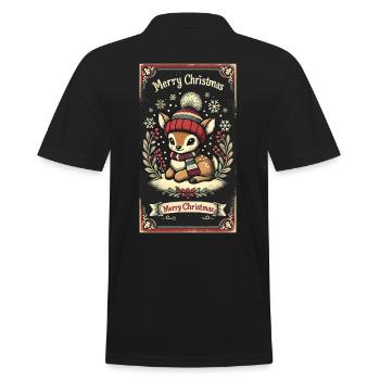 Vintage Noël renne neige flocons de neige - Polo Homme - noir - Dos - Kai (181cm)