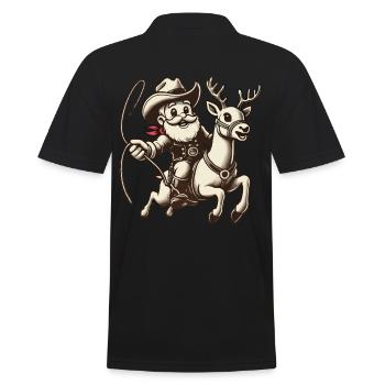 Cowboy Santa Claus Adventure - Men's Polo Shirt - black - Back - Kai (181cm)