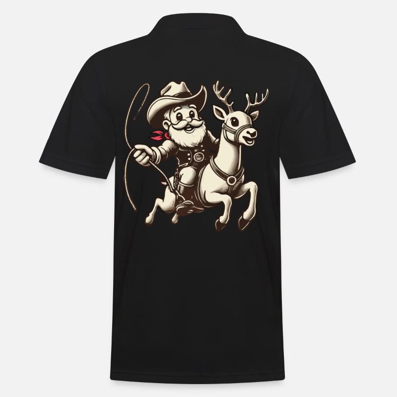Cowboy Weihnachtsmann Abenteuer - Männer Poloshirt - Schwarz